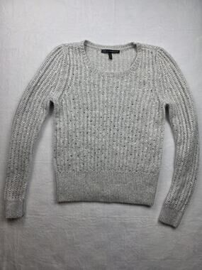 White House Black Market Sweater Medium M Gray Embellished Jewel Knit Pullover